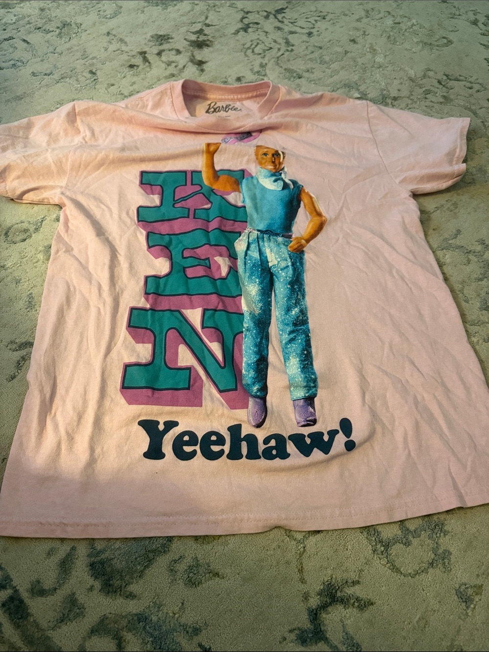 Barbie Pink Tee with Teal & Purple 'Yeehaw!' Graphic